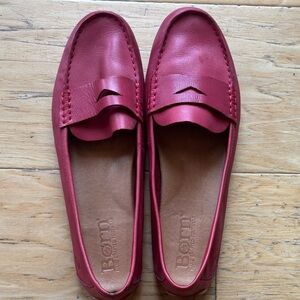 Born red Leather Slip-On Loafers
